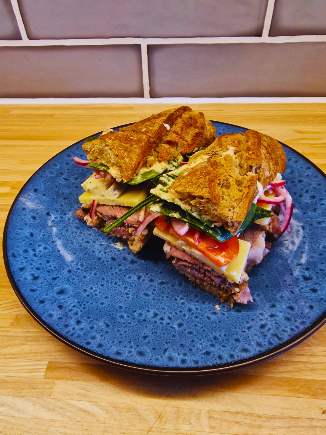Christmas Leftover Spicy Roast Beef Baguette